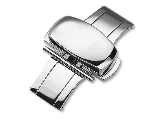 Leather strap clasp, stainless steel, screwed, mirror polished