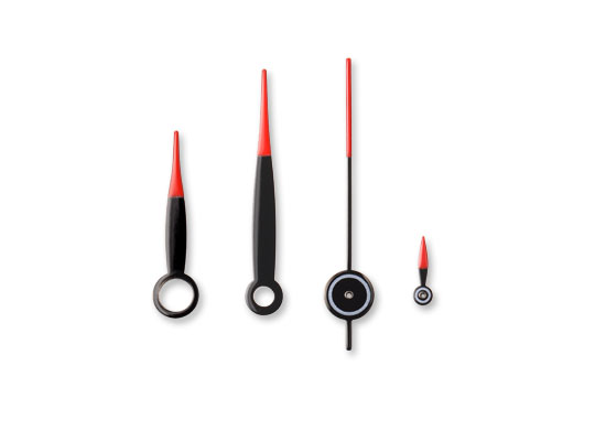 Hand-set for mechanical movement Valjoux 7750, red and black lacquered